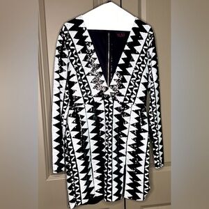 Long Sleeve Sequins Dress with double split.